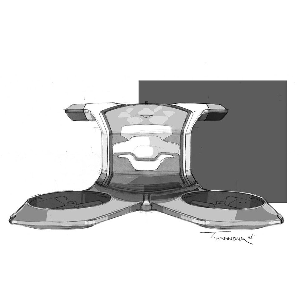 Croquis du Cadillac PersonalSpace : vue avant.