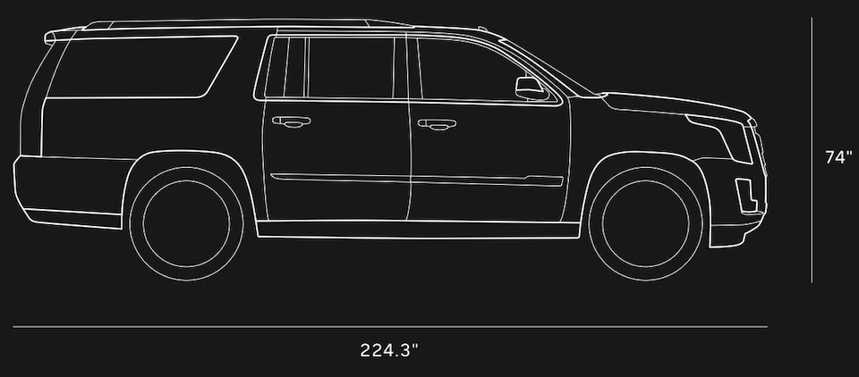 Diagram of 2020 Cadillac Escalade ESV Full-Size SUV Specs.