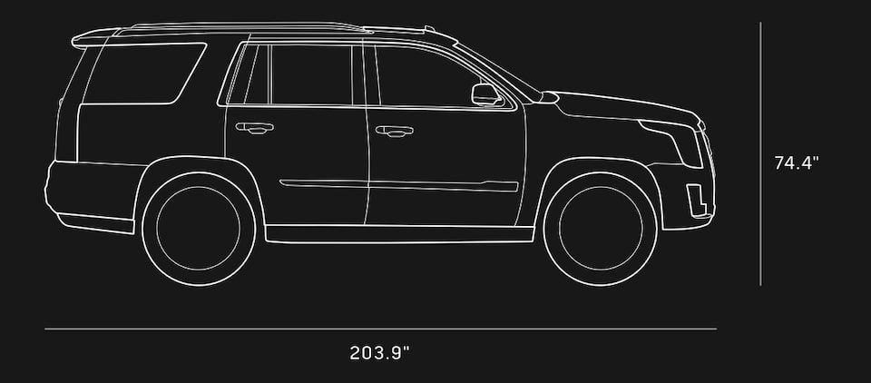Diagram of 2020 Cadillac Escalade Full-Size SUV Specs.