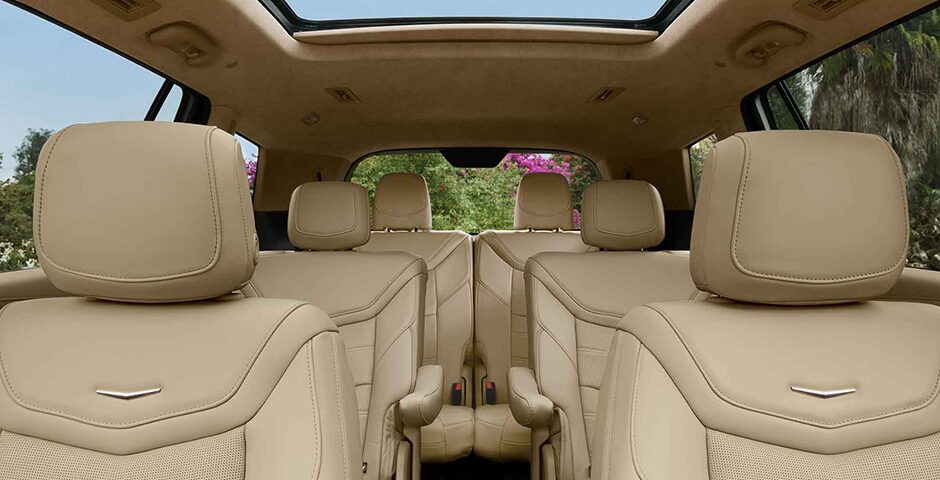 2022 Cadillac XT6 interior platinum package seats and sunroof.