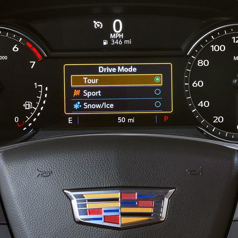 Sélecteur de mode de conduite du Cadillac XT5 2024.