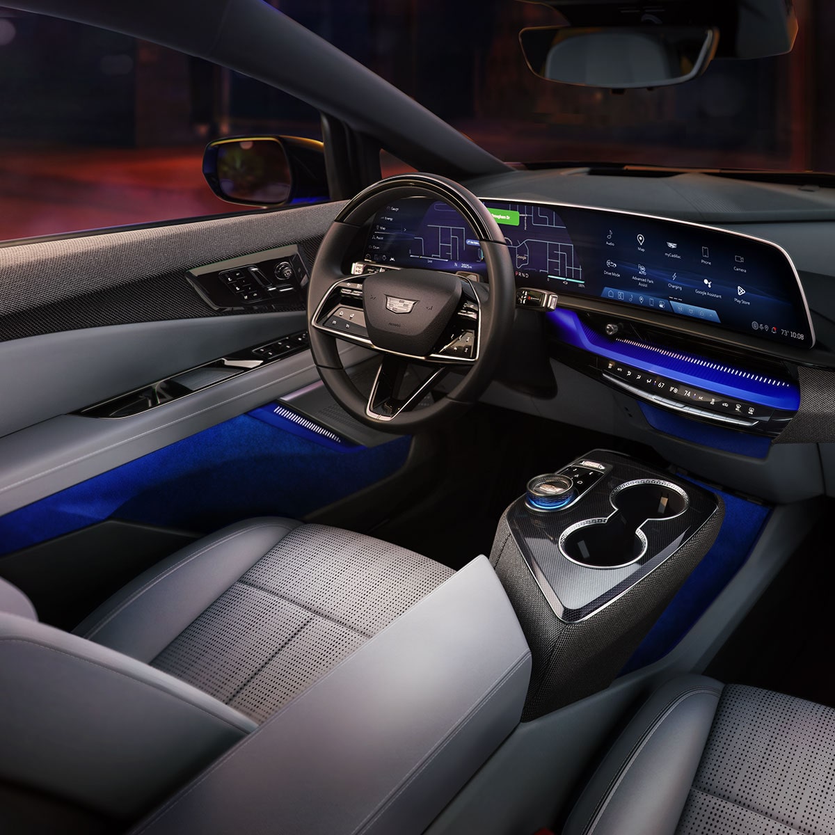 Spacious and beautiful interiors of the 2025 Cadillac OPTIQ electric SUV.