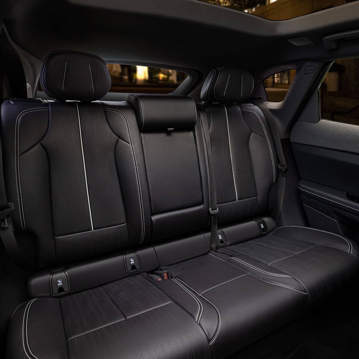 Spacious rear seating inside the 2025 Cadillac OPTIQ electric SUV.