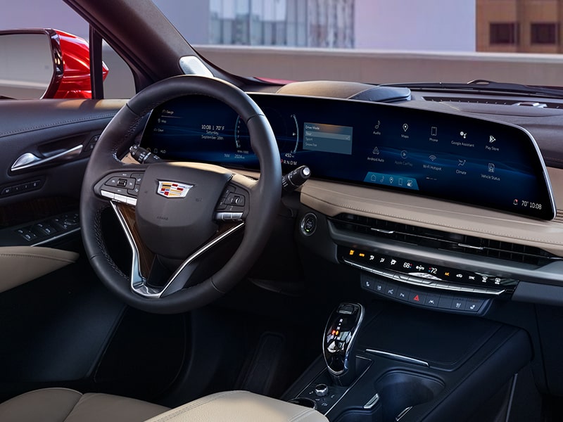Steering wheel and dashboard on the 2025 Cadillac XT4.