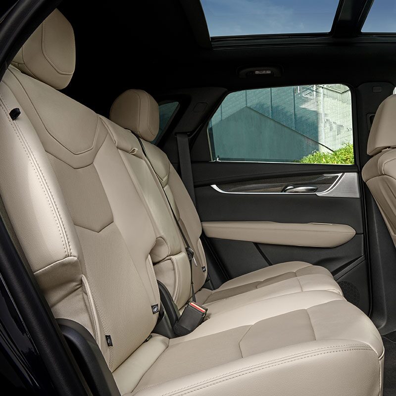 Rear seats of the 2023 XT5 compact luxury SUV.