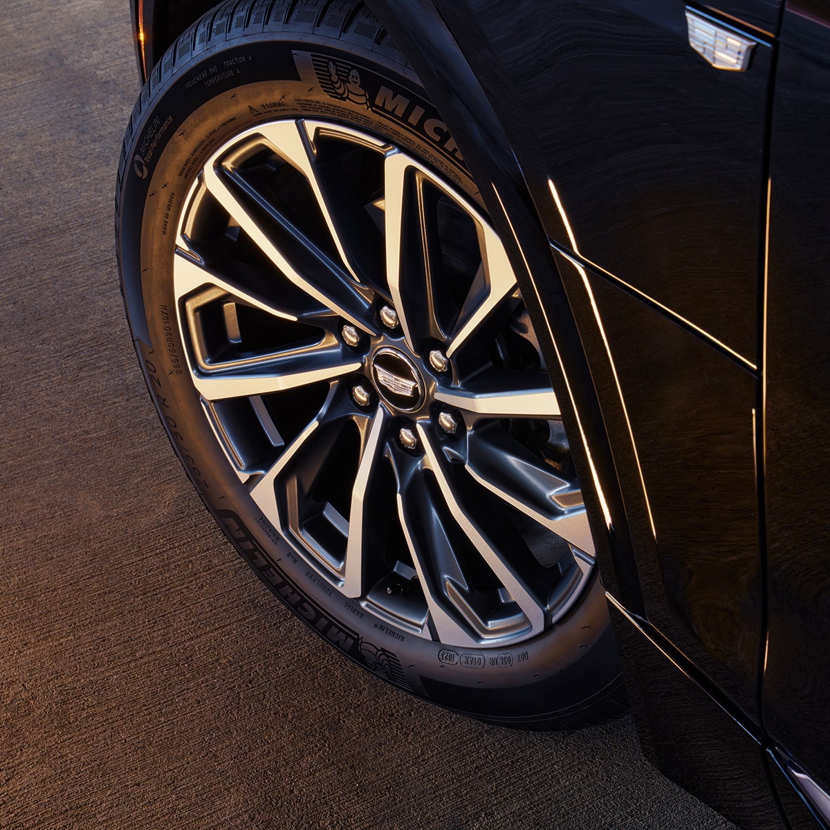 Close-up view of the wheels of the 2027 Cadillac LYRIQ.