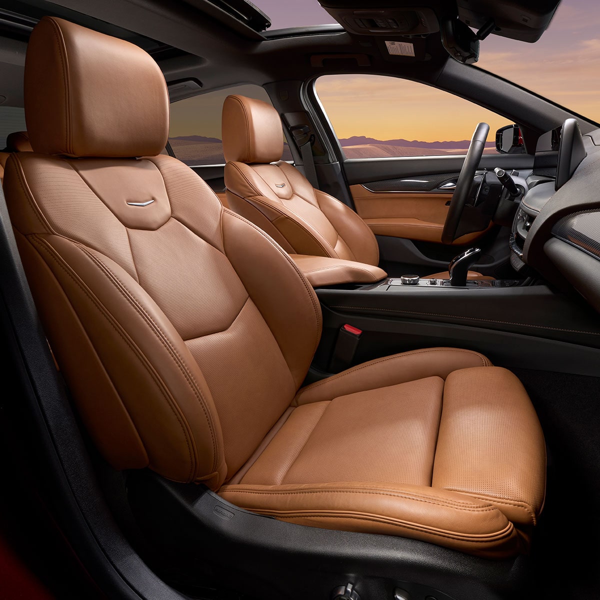 Side view of the front interiors of the 2025 Cadillac CT5.