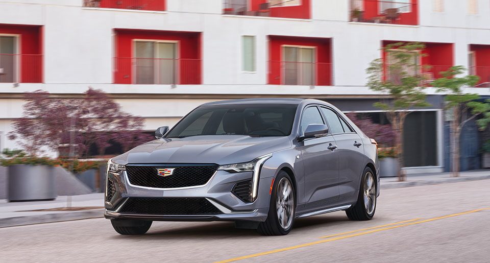 2022 Cadillac CT4 driving on the road.