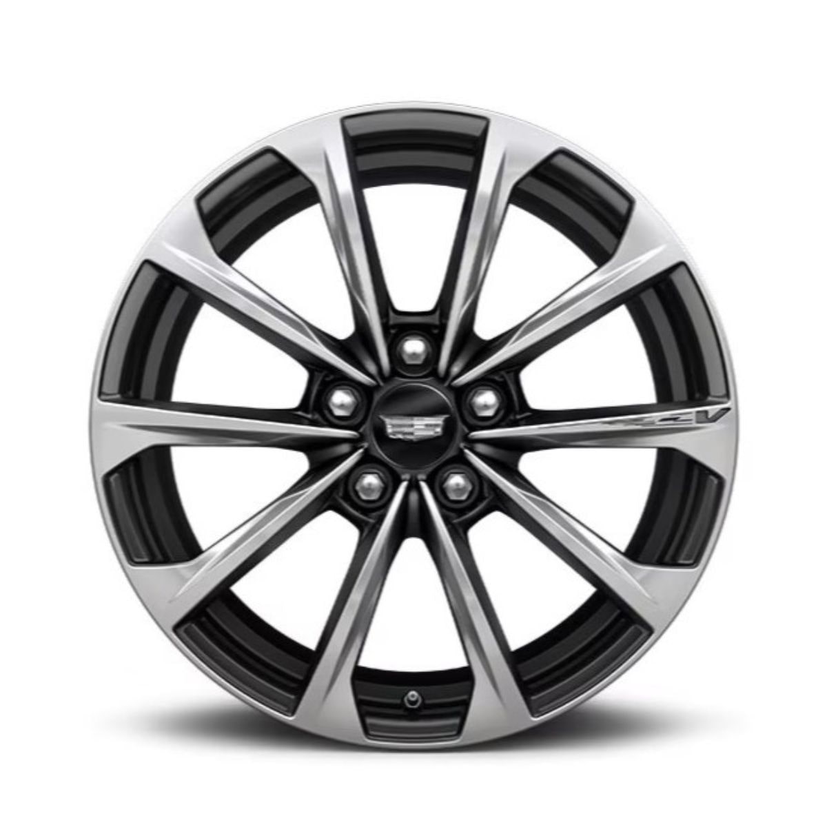 18" Polish-faced wheels used in the 2025 Cadillac CT4-V Blackwing luxury sports sedan.