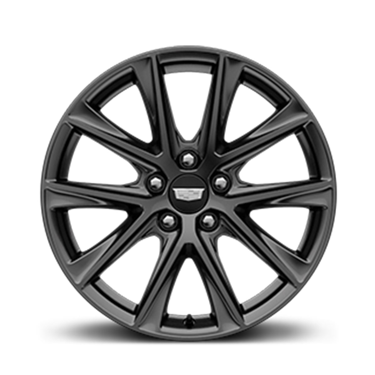 Roues de 18 po en alliage d’aluminium au fini foncé graphite satiné de la berline sport de luxe Cadillac CT4-V 2025.