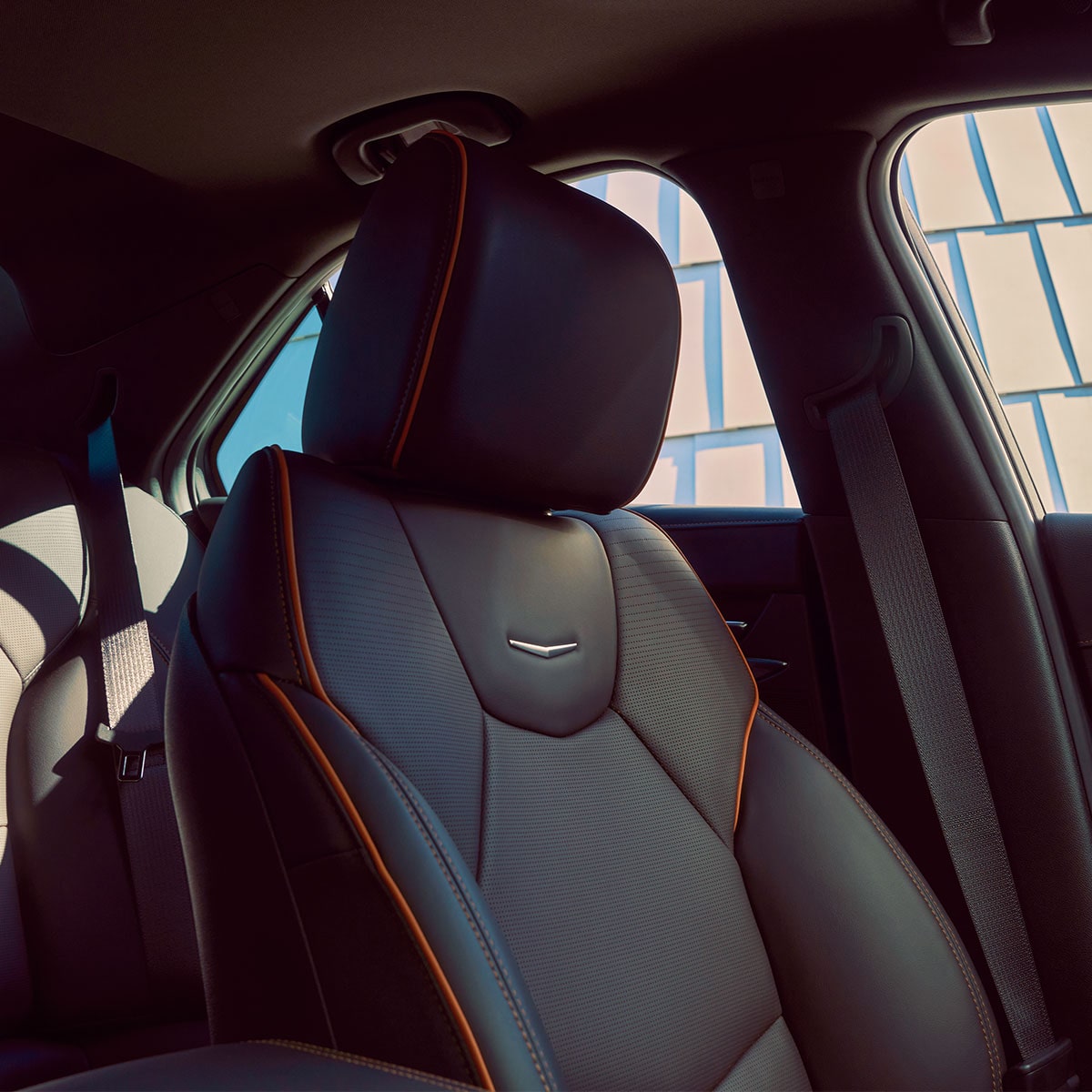 Interior seats on the 2025 Cadillac CT4-V luxury sports sedan.