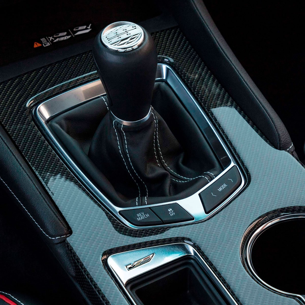 Interior transmission stick on the 2025 Cadillac CT4-V luxury sports sedan.