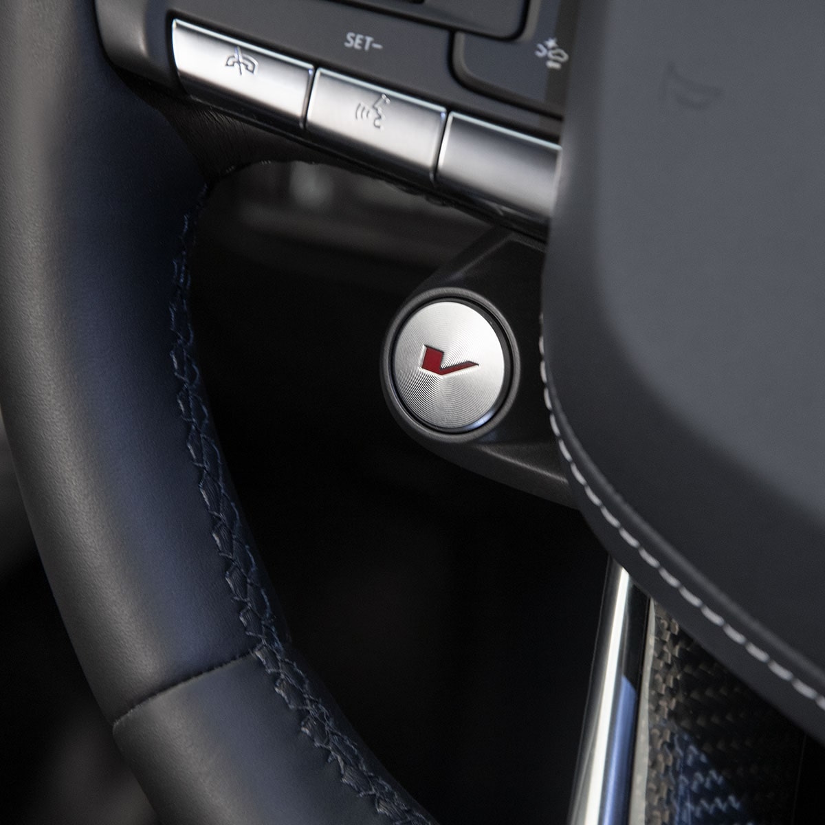 Engine push button on the 2025 Cadillac CT4-V luxury sports sedan.