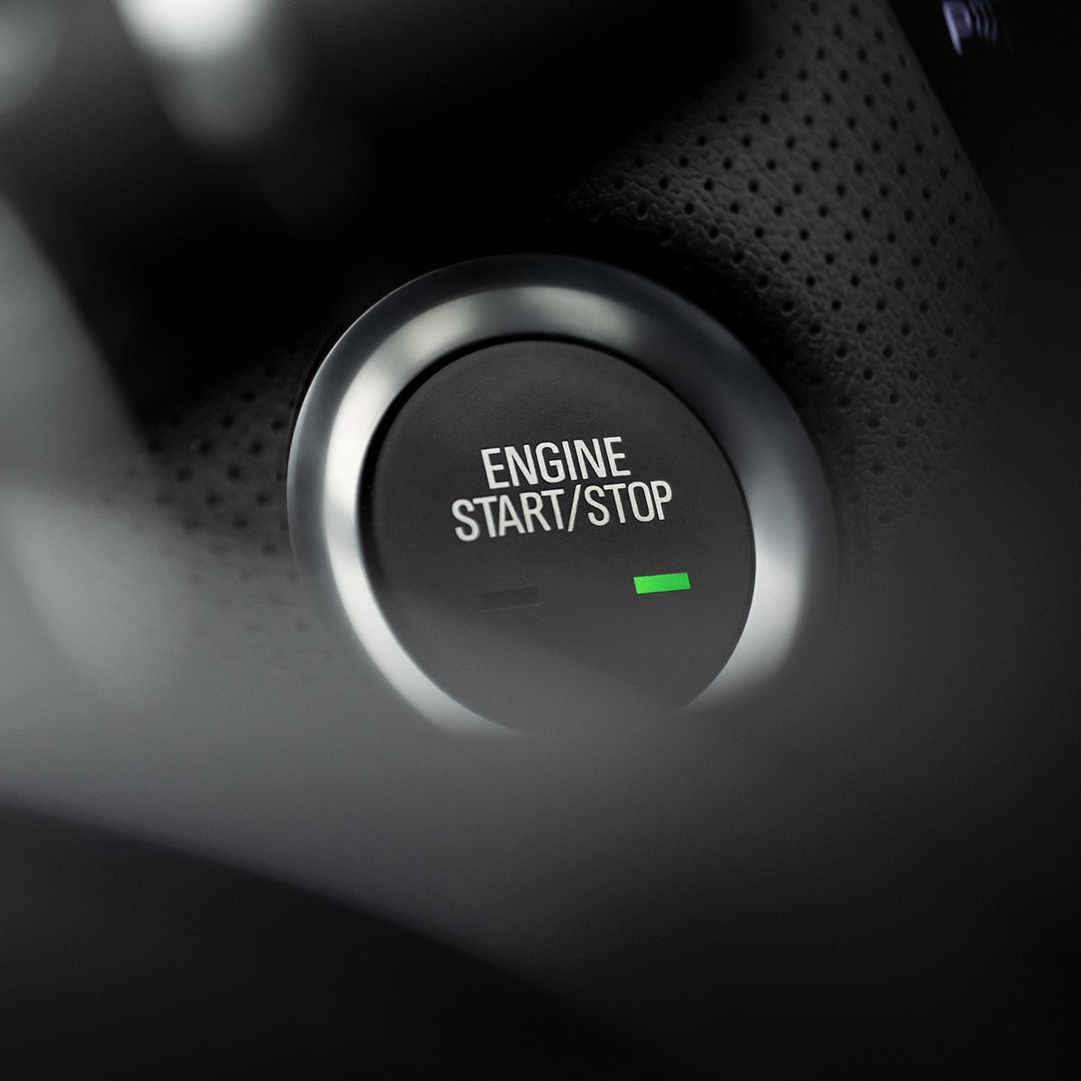 Close up view of the Engine push button on the 2025 Cadillac CT4 luxury sedan.