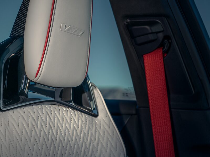 2025 Cadillac CT5-V featuring red seatbelts.