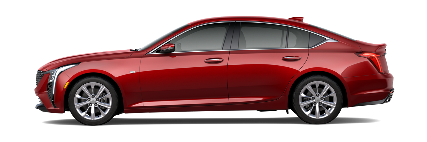 Vue latérale de la berline de luxe Cadillac CT5 2026.