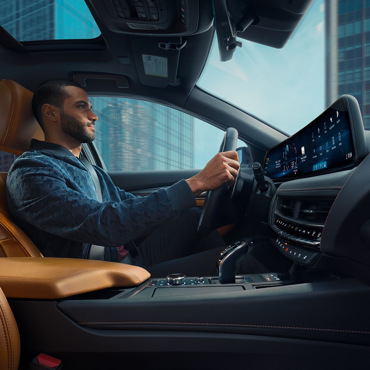 A person inside the 2026 Cadillac CT5 driving confidently knowing it has the Driver Attention Assist feature installed.