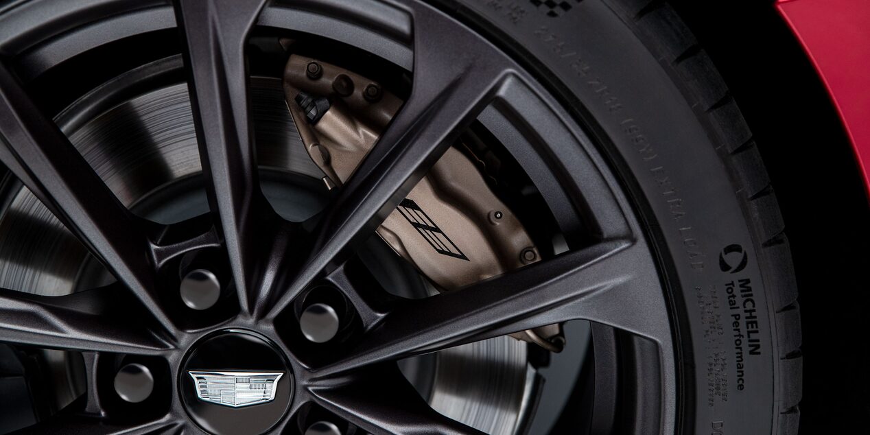 2023 CT4-V wheel featuring Brembo Brakes.