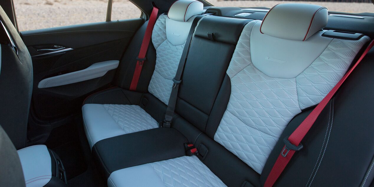 Rear seats of the 2023 Cadillac CT4-V.