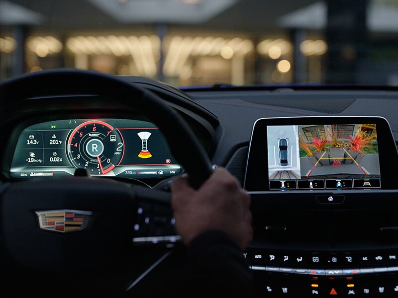 2023 CT4-V compact sport sedan featuring the HD Rear Vision Camera.