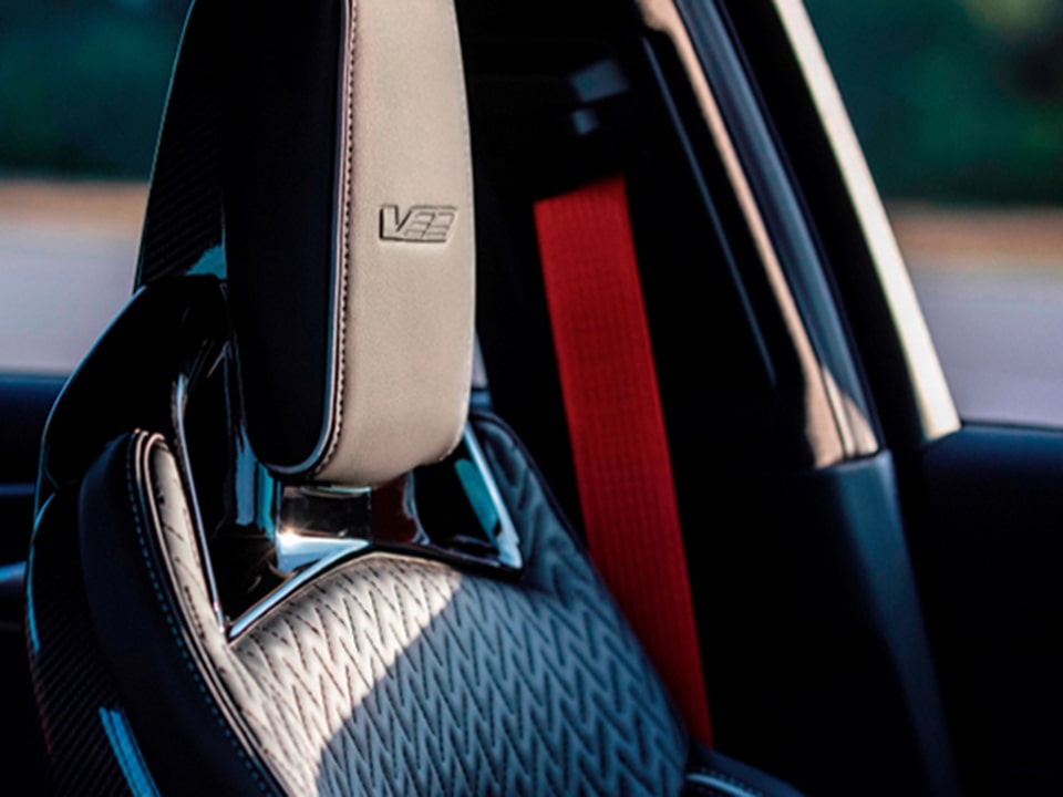 Cadillac V-Series Interior Head Rest Closeup.