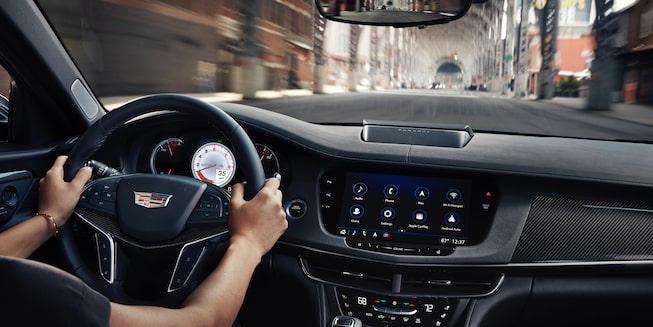 2020 Cadillac CT6-V Full-Size Sport Sedan Dashboard And Steering Wheel.