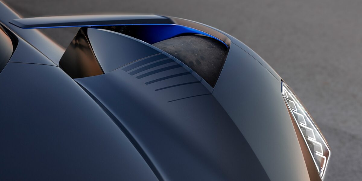 Close up view of the exterior headlamp section of the Cadillac GTP Hypercar.