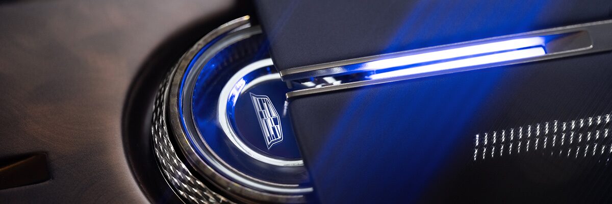 Close up view of a light emitting from the Cadillac Opulent Velocity.