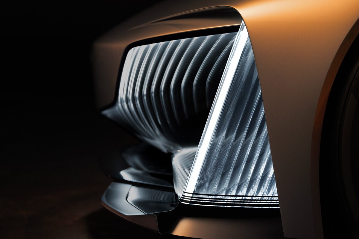 Close up view of the headlamp of the Cadillac Opulent Velocity.