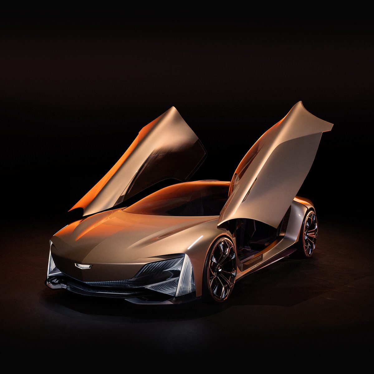 A Cadillac Concept Vehicle with its door opened.