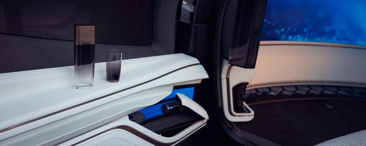 A view of the door panel and interior of a Cadillac InnerSpace Concept Vehicle.