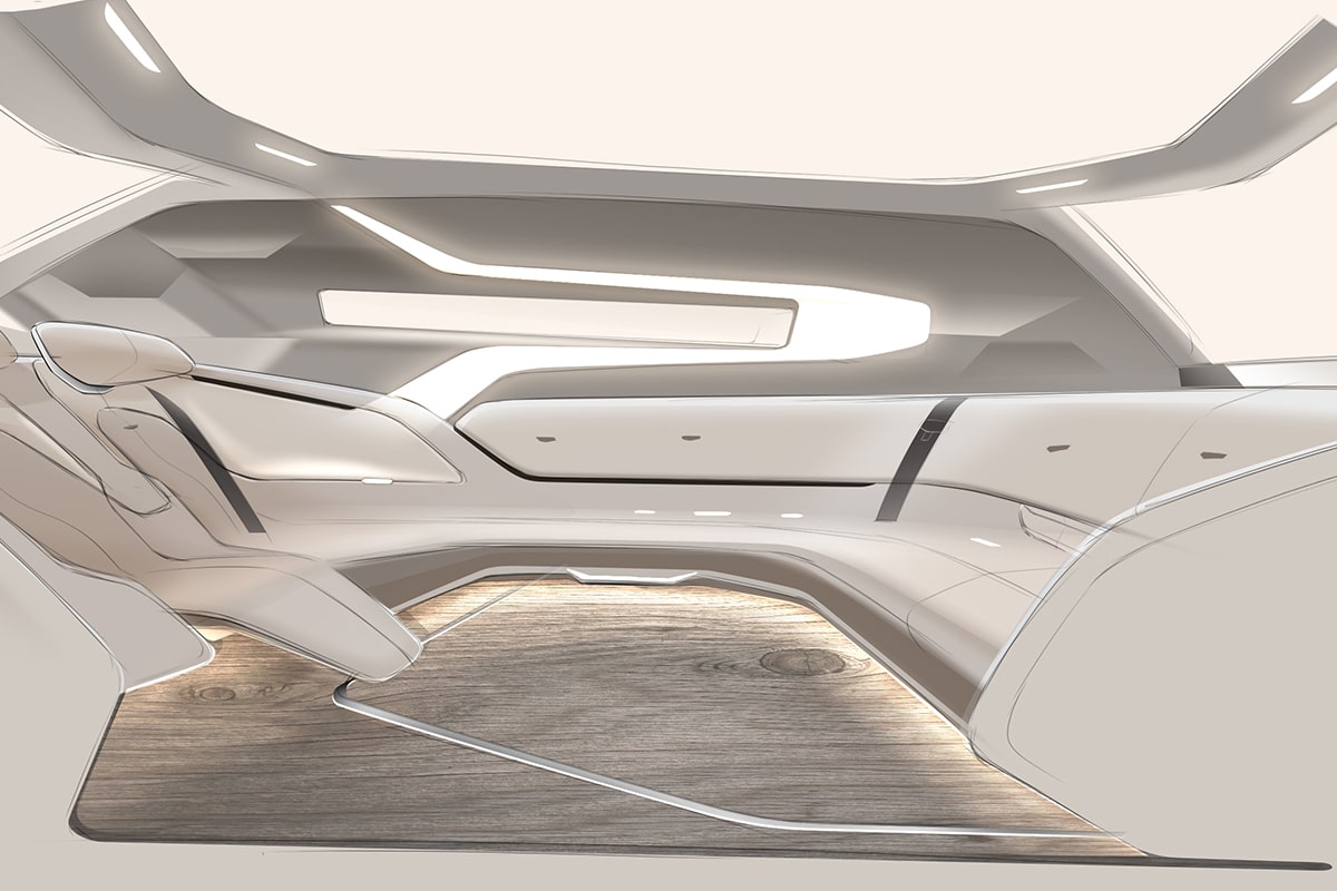 Spacious interiors of the Cadillac SocialSpace Concept Vehicle.