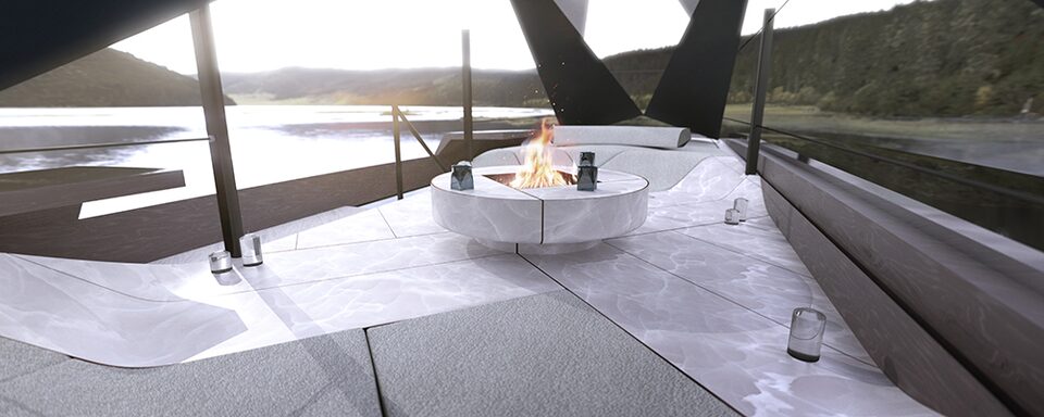 Rooftop deck of the Cadillac OpenSpace Recreational EV.