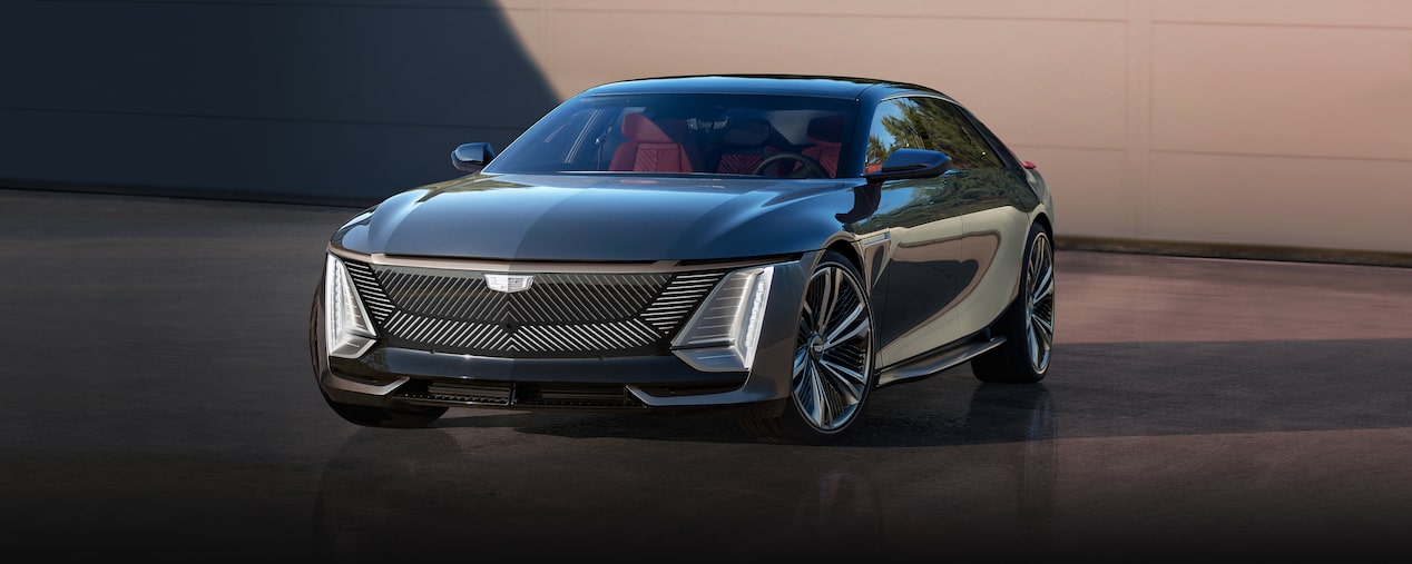Front-side view of a Cadillac CELESTIQ parked outdoors.