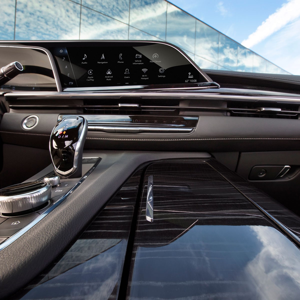 Close-up view of the interior center console of the 2024 Cadillac Escalade.