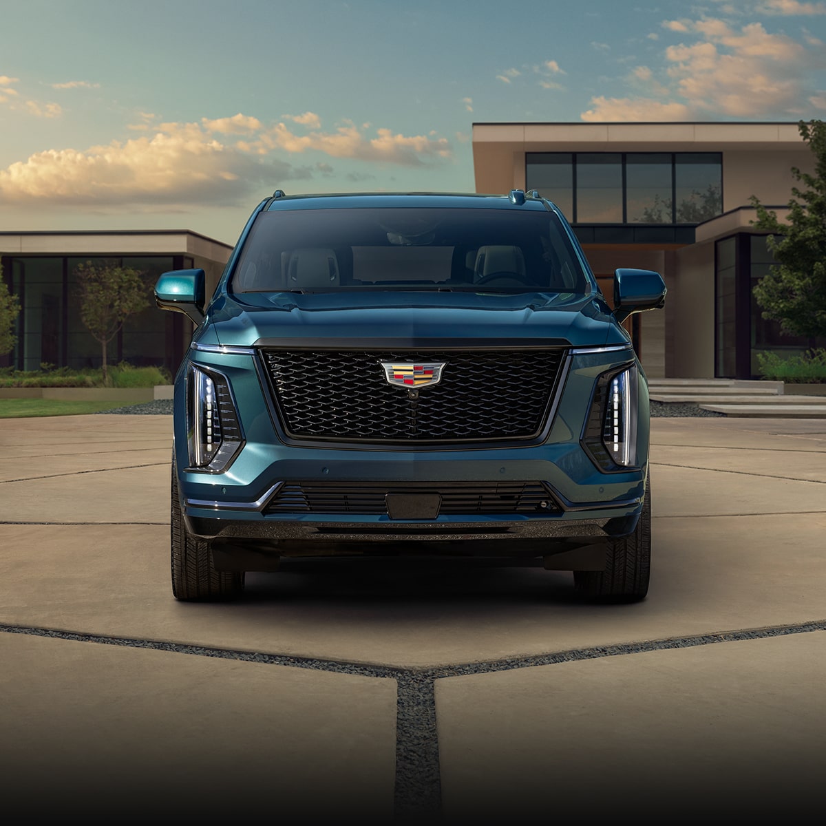 Front view of the 2025 Cadillac Escalade parked outdoors.
