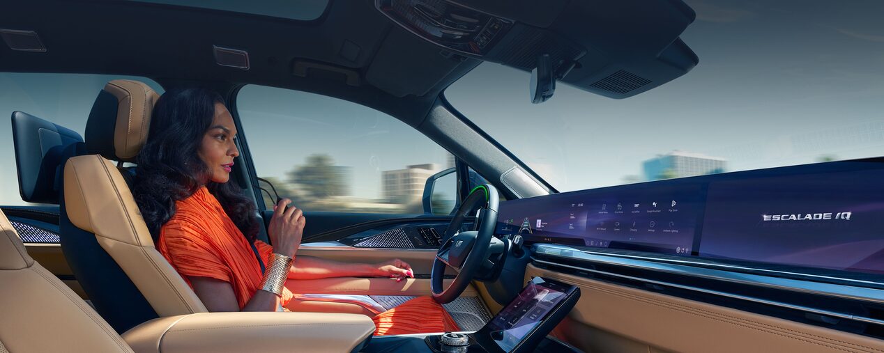 A person utilizing the Hands-Free Driver Assistance Technology on the 2025 Cadillac Escalade IQ electric suv.