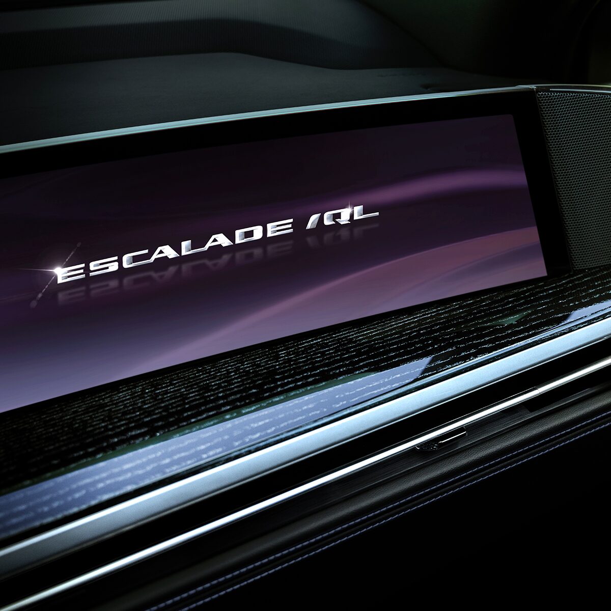Les mots Escalade IQL affichés sur l’écran du système d’infodivertissement du Cadillac Escalade IQL 2026.