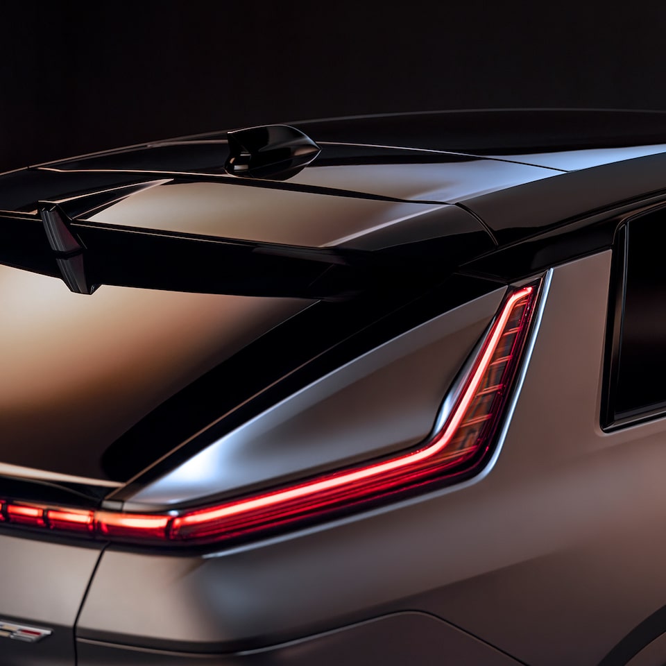 Back-side view of the painted black roof on the 2026 Cadillac LYRIQ-V.