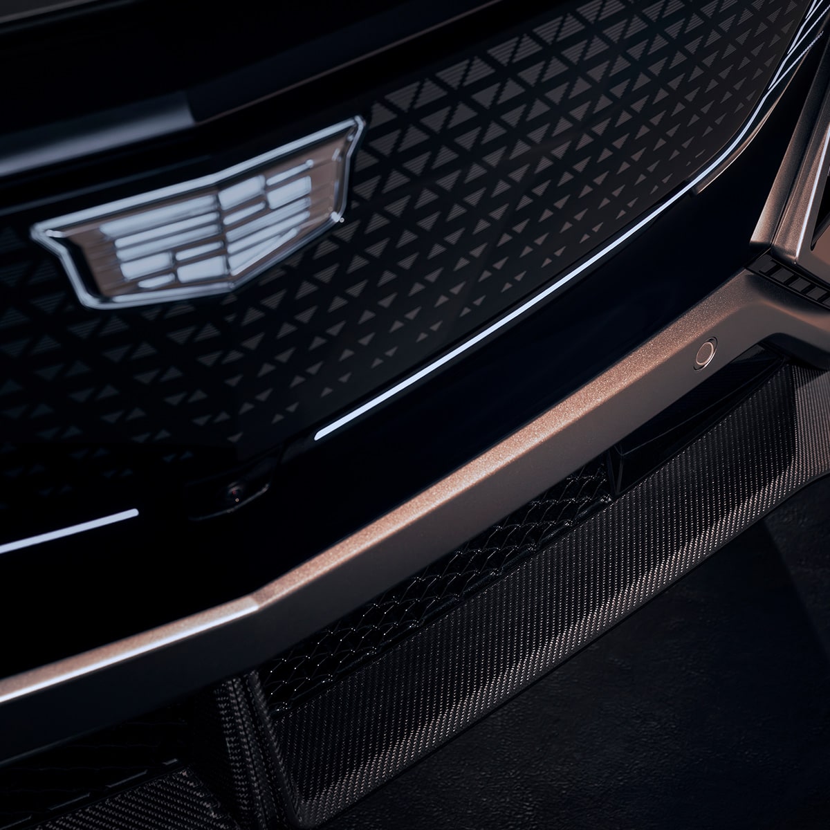 Close up view of the Carbon Fiber design exterior of the 2026 Cadillac LYRIQ-V.