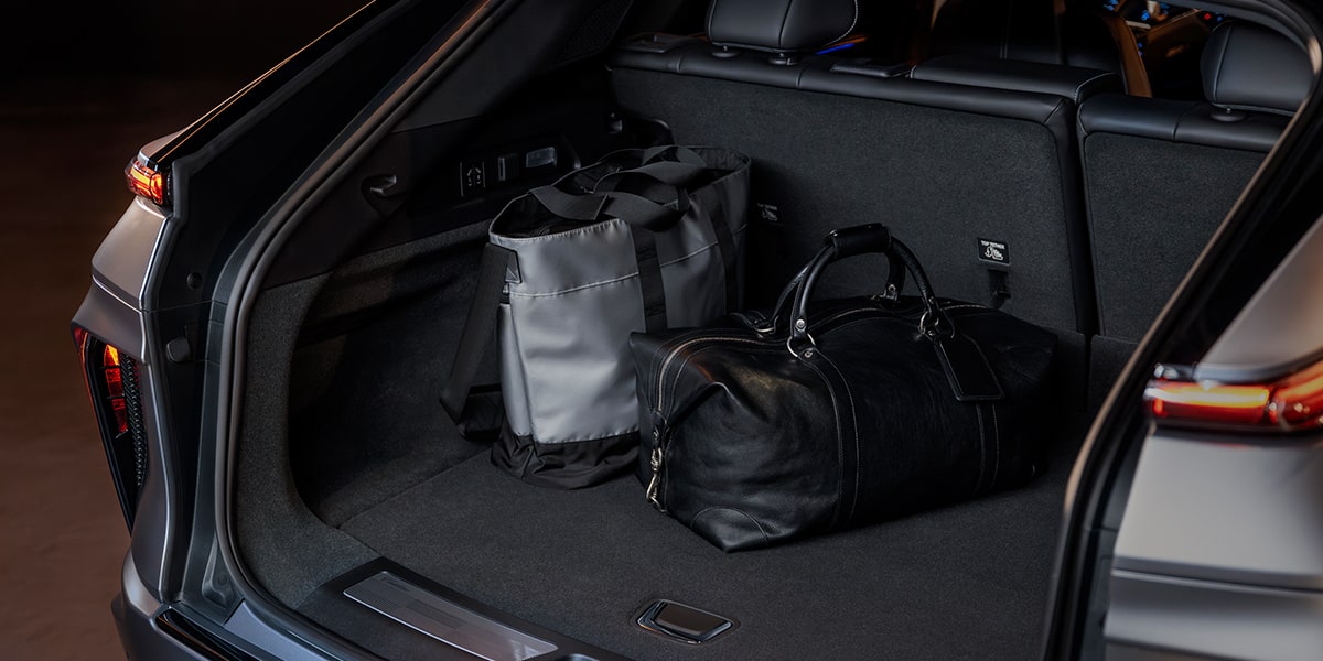 Close up view of the rear cargo inside the 2026 Cadillac LYRIQ-V.
