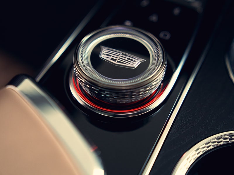 Close up view of a button inside the 2026 Cadillac LYRIQ.