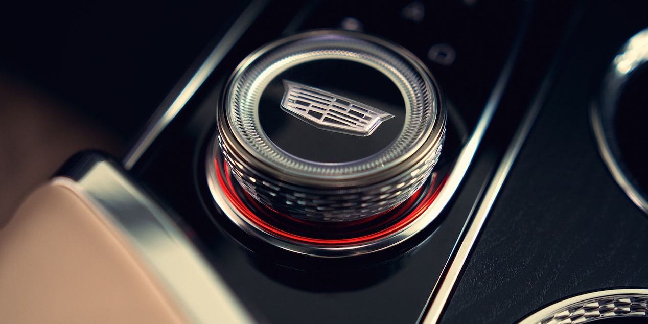 Close up view of a button used inside the 2026 Cadillac LYRIQ.