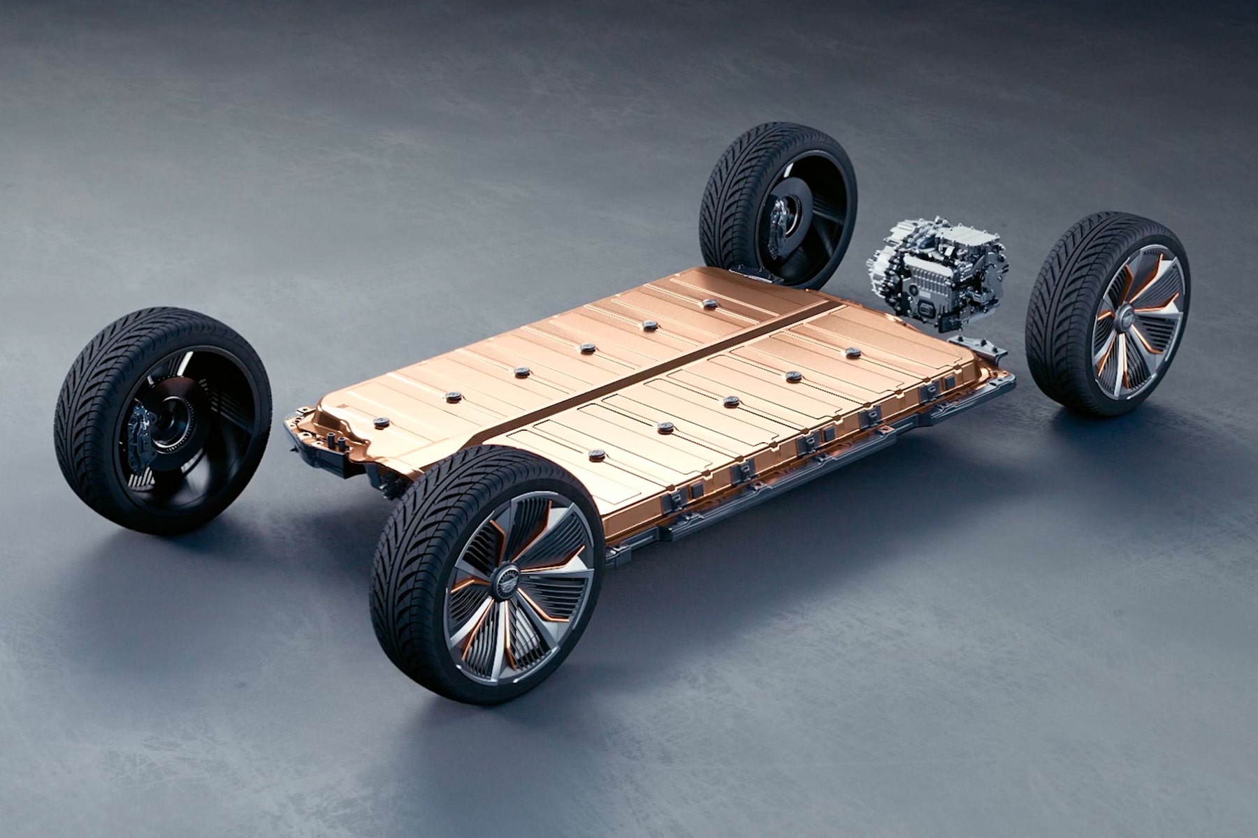 Close-up view of the 2027 Cadillac LYRIQ electric vehicle platform.