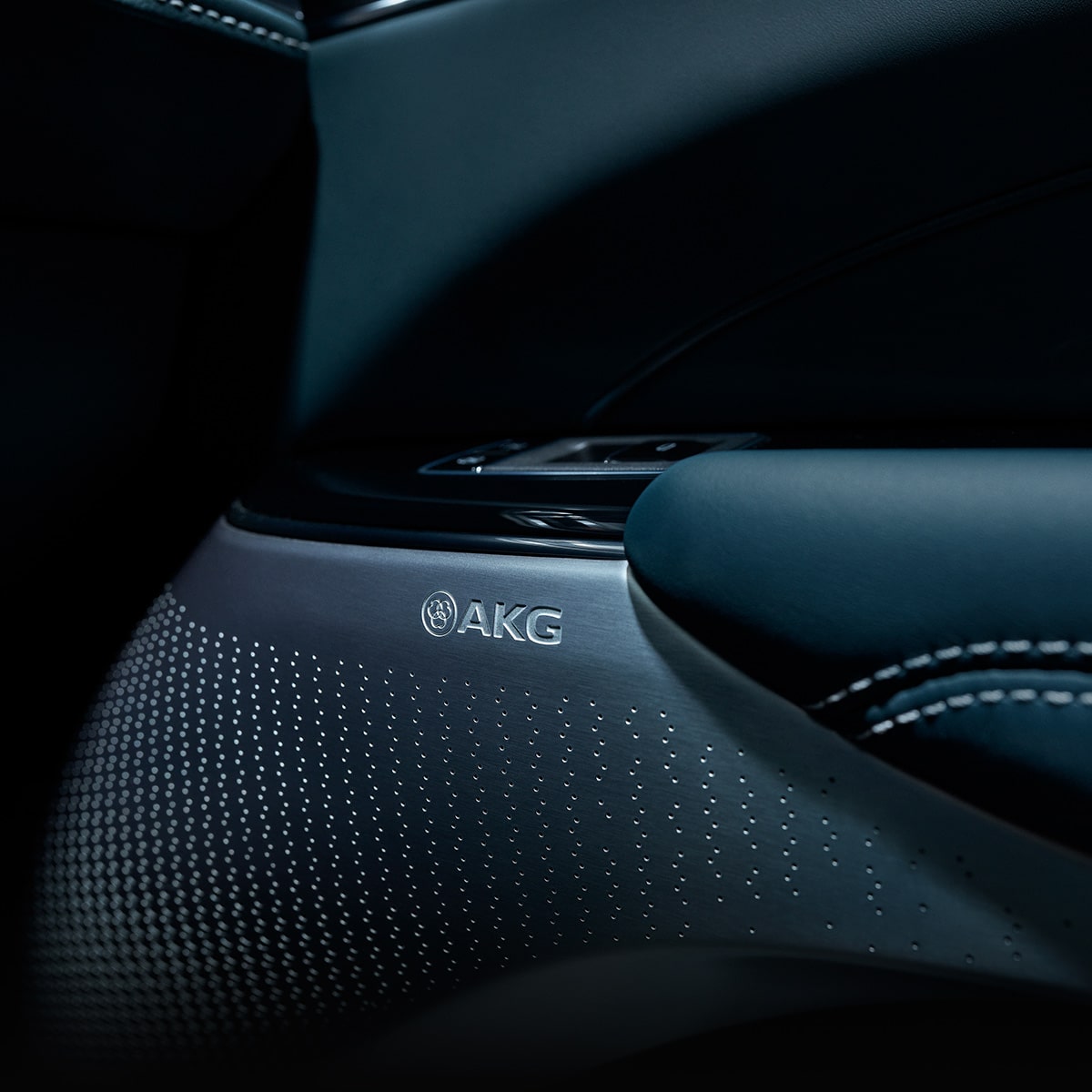 Close-up view of the AKG speaker inside the 2027 Cadillac LYRIQ.
