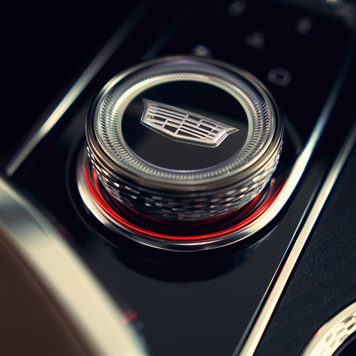 Close-up view of a knob inside the 2027 Cadillac LYRIQ.
