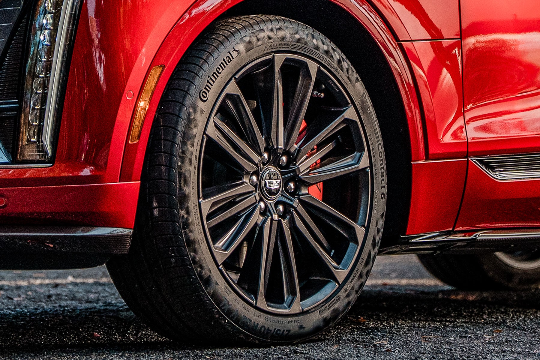 Close-up view of the wheel of a 2027 Cadillac LYRIQ-V.
