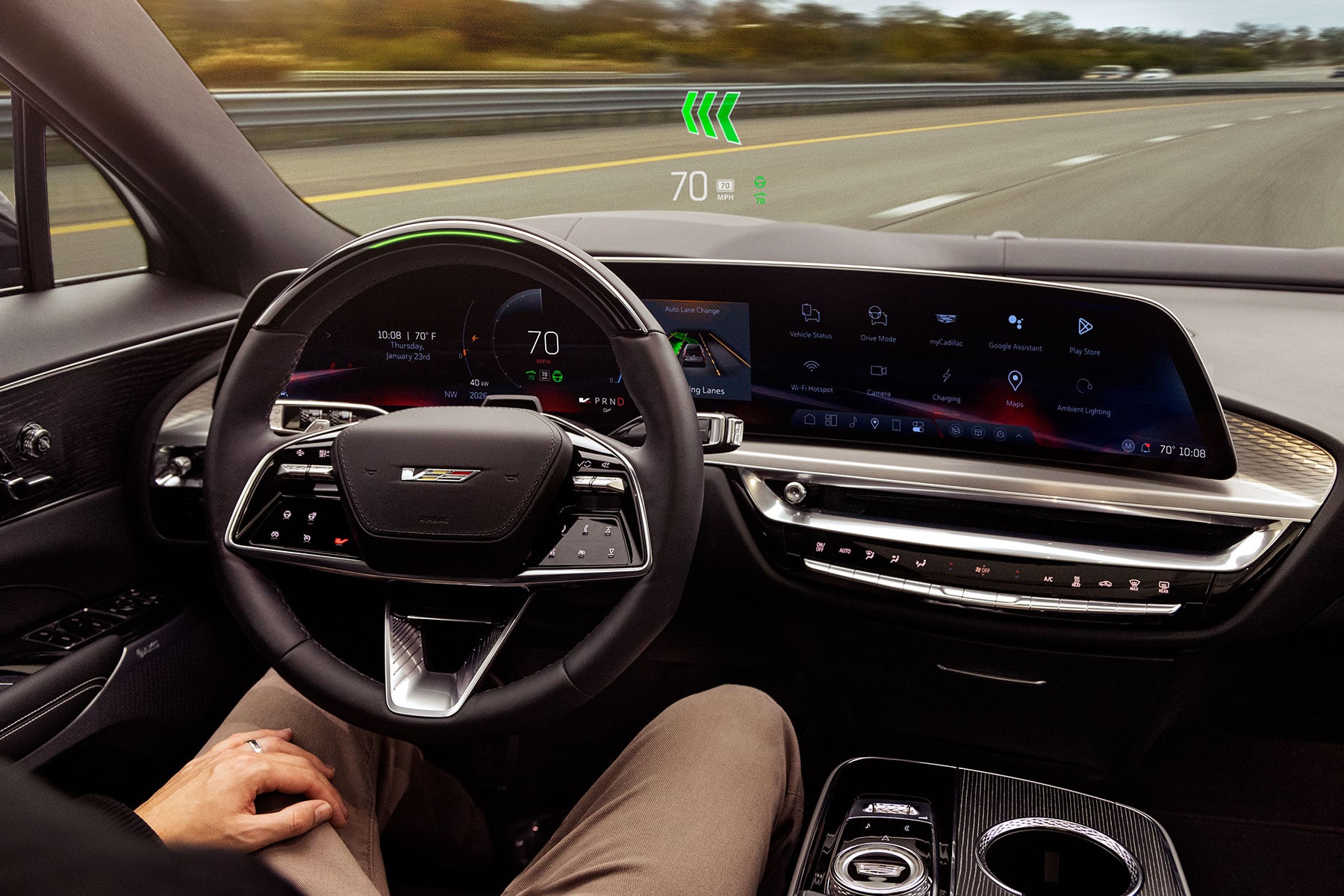 A person utilizing the Super Cruise technology inside the 2027 Cadillac LYRIQ‑V.