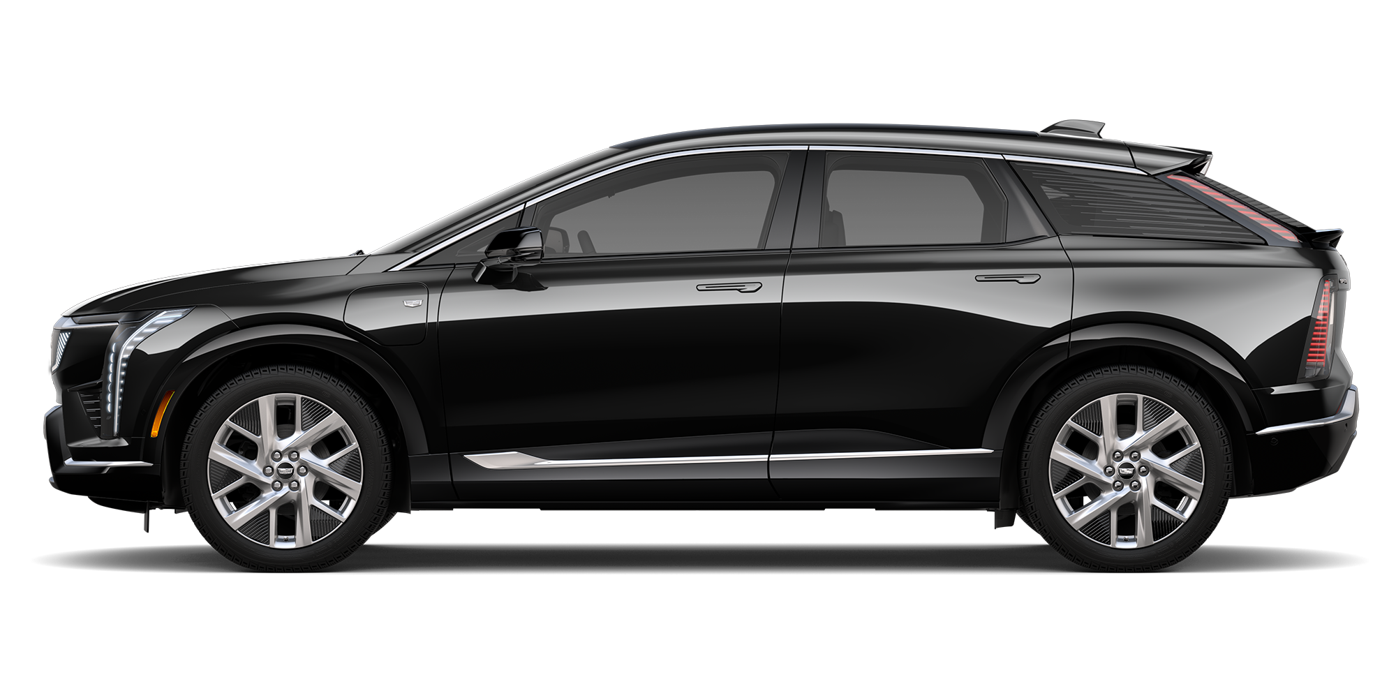 Vue latérale d’une Cadillac OPTIQ Luxury noire 2027.