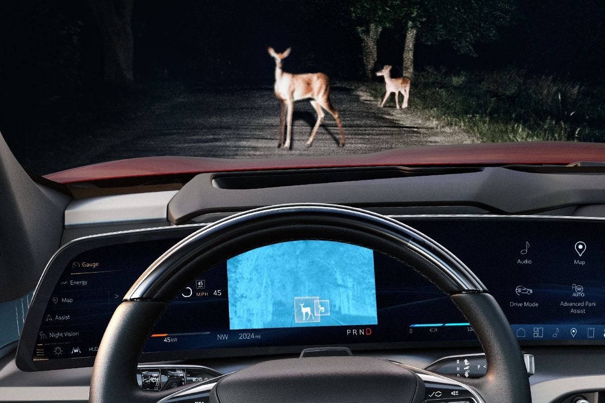 Cadillac Vistiq Night vision feature shown